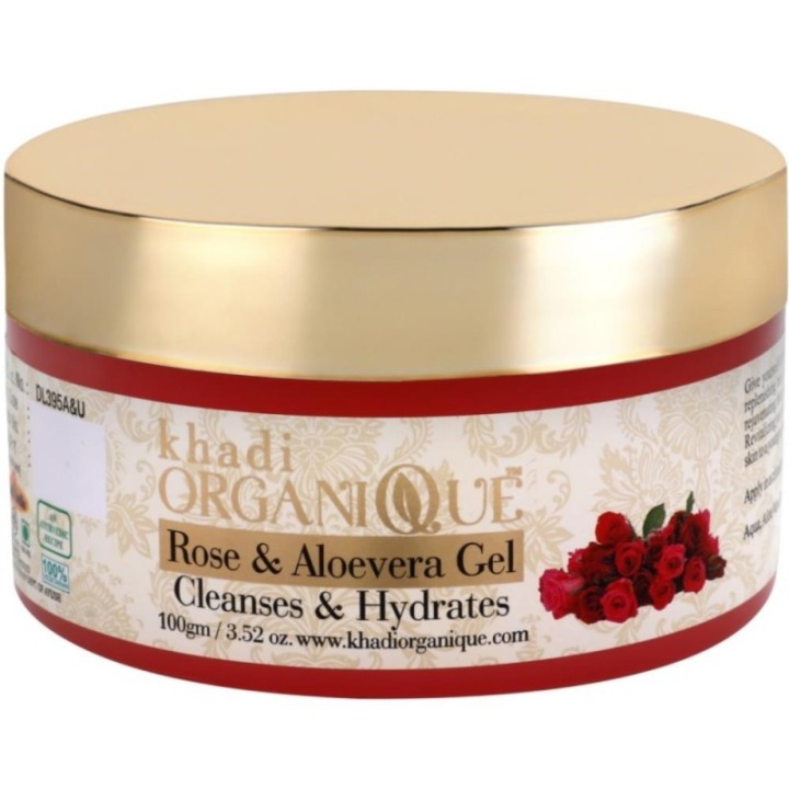 Khadi Organique Rose & Aloevera Gel - Cleanses & Hydrates 100g