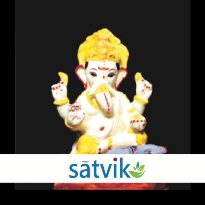 Satvik Eco Painted White Eco Friendly Clay Ganesh Idols- (021), Made