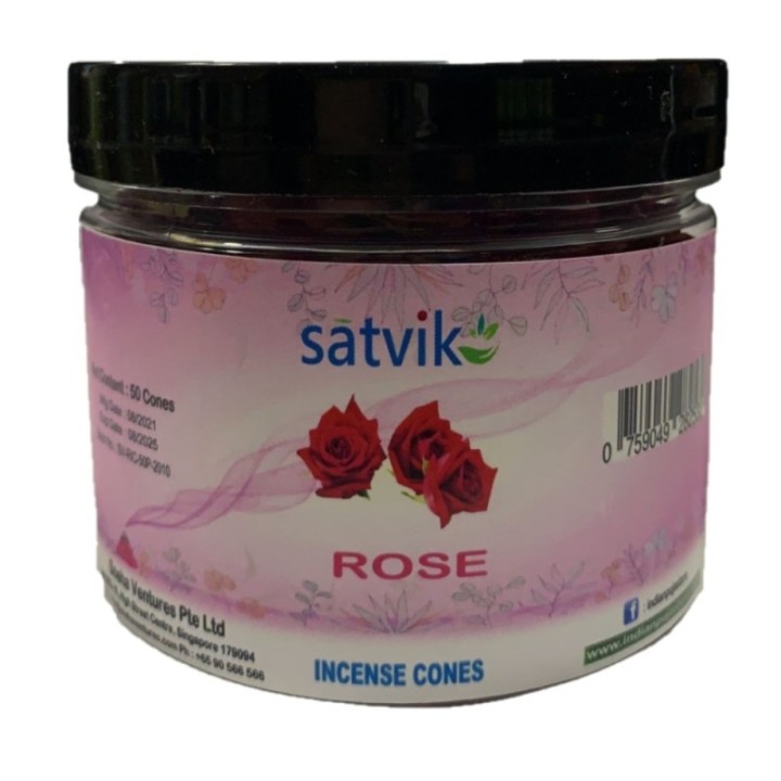 Satvik Rose Incense Cones for Puja and Prayer 200g