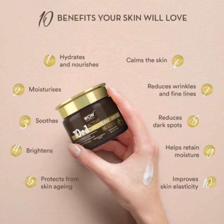 Wow Skin Science 10 in 1 Active Day Cream - with SPF 20, with Cocoa