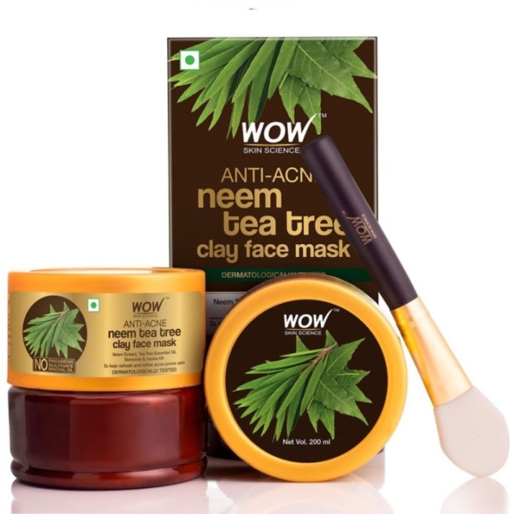 Wow Skin Science Anti-Acne Neem Tea Tree Clay Face Mask - Helps