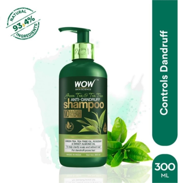 Wow Skin Science Green Tea and Tea Tree Anti-Dandruff Shampoo - Helps
