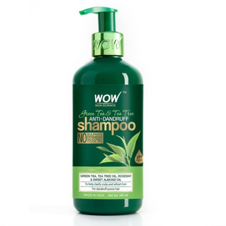 Wow Skin Science Green Tea and Tea Tree Anti-Dandruff Shampoo - Helps