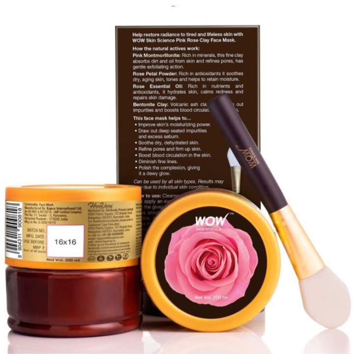 Wow Skin Science Pink Rose Clay Face Mask - Helps to Hydrate