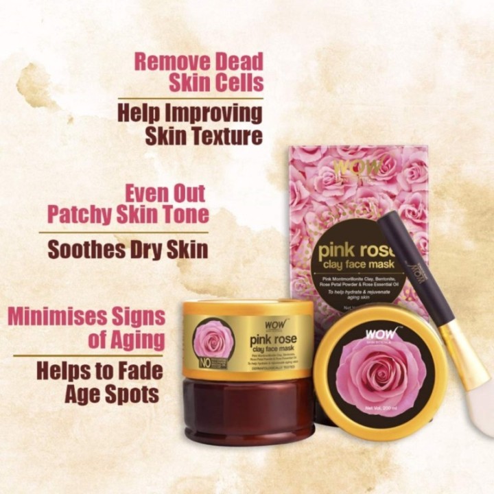 Wow Skin Science Pink Rose Clay Face Mask - Helps to Hydrate