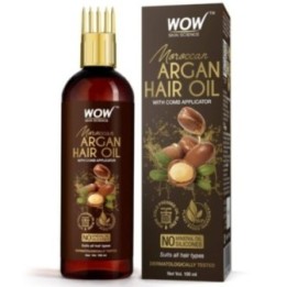 Wow Skin Science Moroccan Argan Hair Oil with Comb Applicator, Pure