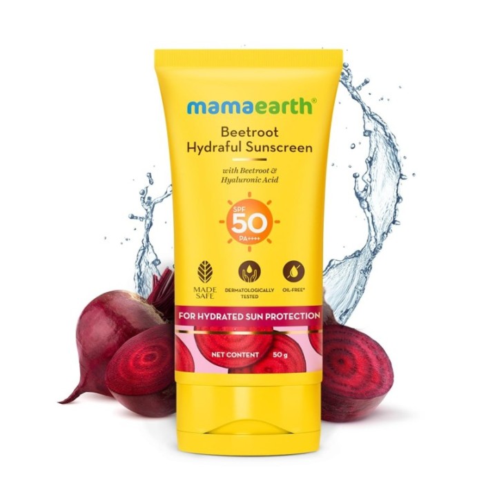 Mamaearth Beetroot Hydraful Sunscreen With Hyaluronic Acid SPF 50 (50g)