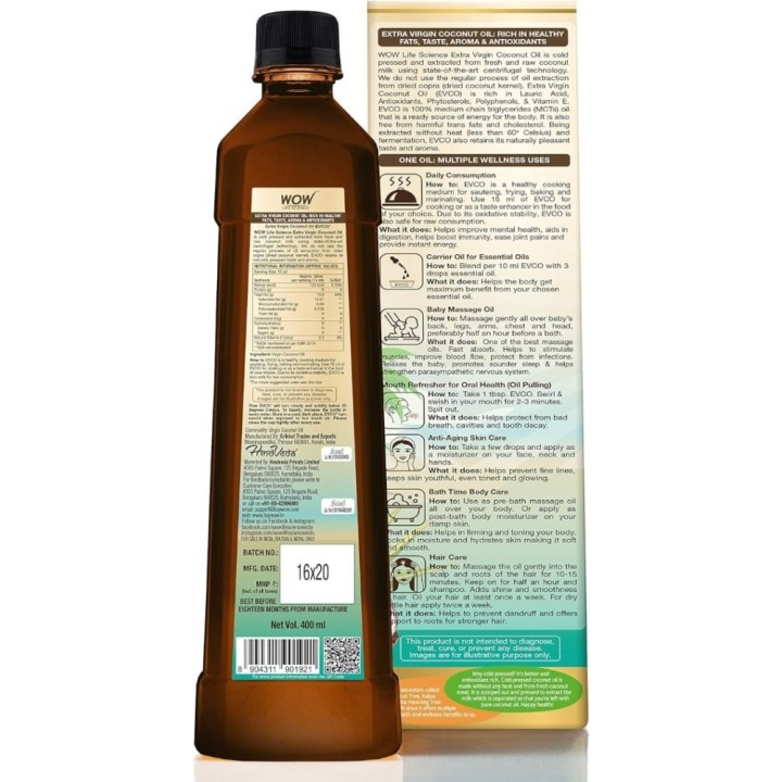 Wow Life Science Extra Virgin Coconut Oil - Pure and Natural