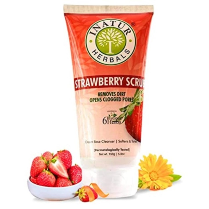 Inatur Herbals Strawberry Scrub - Removes Dirt, Opens Clogged Pores
