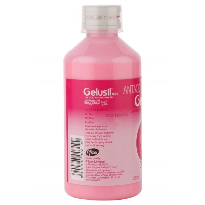 Gelusil Mps Original Mint Flavour - Antacid Antigas Liquid, Sugar