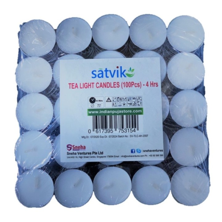 Satvik Tea Light Wax Candles (, 1 1/2", Unscented), 4Hrs Burning