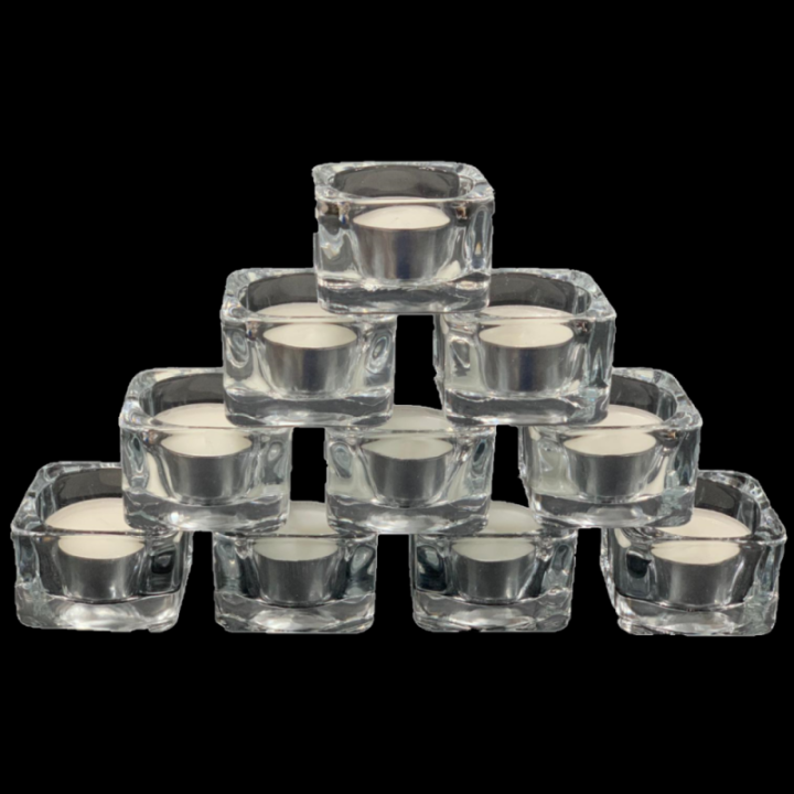 Satvik Tealight Candle Holder, Clear Glass Holder for Home Decor