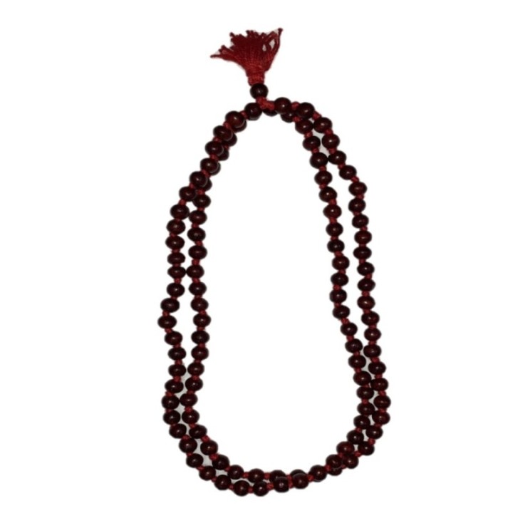 Satvik Wooden Red Beads Mala for Puja, Prayer, Japmala, 108 Beads Mala