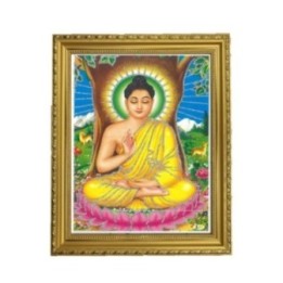 Satvik Lord Buddha Designer Wooden Golden Photo Frame (1), Religious