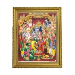 Satvik Lord Ram & Goddess Sita Mata Family Photo, Designer Wooden