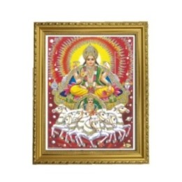 Satvik God Surya Dev, Sun God Designer Wooden Golden Photo Frame