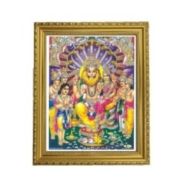 Satvik Narsimha, Laxmi, Swamy Narayn Designer Wooden Golden Photo