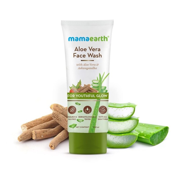 Mamaearth Aloe Vera Face Wash With Aloe Vera & Ashwagandha (100ml)