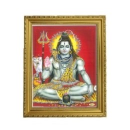 Satvik Lord Shiva Designer Wooden Golden Photo Frame (1) for Pooja