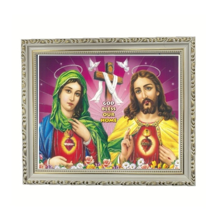Satvik Lord Jesus Christ & Holy Mother Mary Designer Wooden Photo