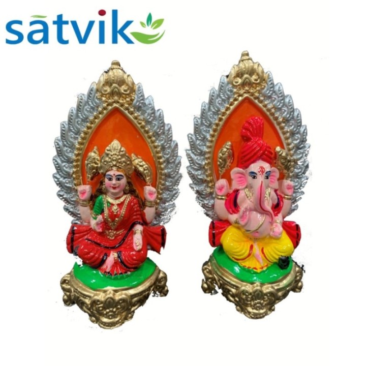 Pair of Goddess Lakshmi and Lord Ganesh Murti for Diwali Pooja
