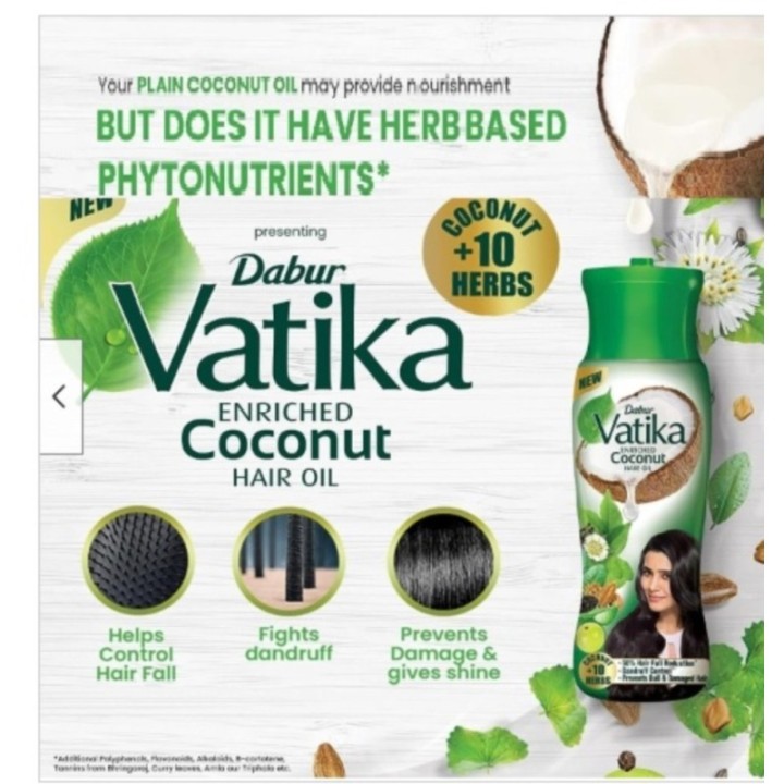 Dabur Vatika Enriched Coconut Hair Oil - 90%Hair Fall Reduction