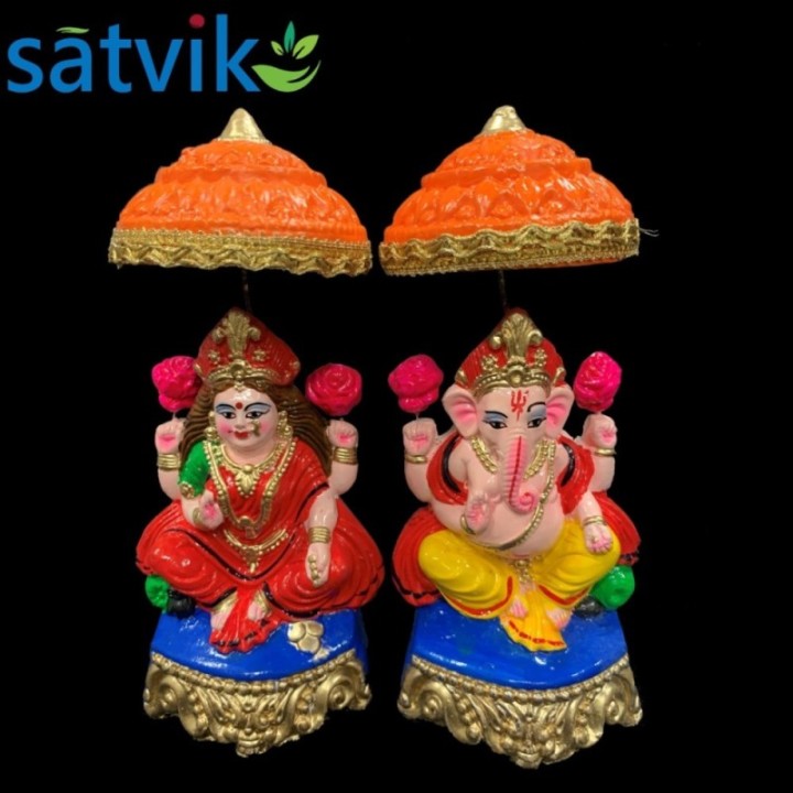 Pair of Goddess Lakshmi and Lord Ganesh Murti for Diwali Pooja