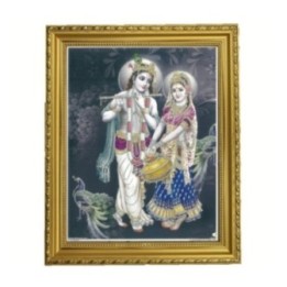 Satvik Radha Krishna Designer Wooden Photo Frame (4) for Pooja