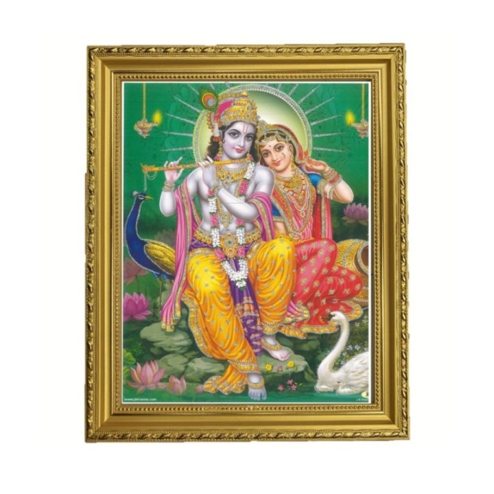Satvik Radha Krishna Designer Wooden Photo Frame (2) for Pooja