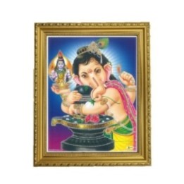 Satvik Bal Ganesha, Lord Ganesha with Shiva Linga Designer Wooden