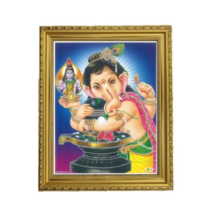 Satvik Bal Ganesha, Lord Ganesha with Shiva Linga Designer Wooden