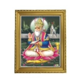 Satvik Lord Jhulelal Ji Designer Wooden Golden Photo Frame for Pooja