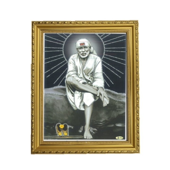 Satvik Shirdi Sai Baba Designer Wooden Photo Frame (5) for Pooja