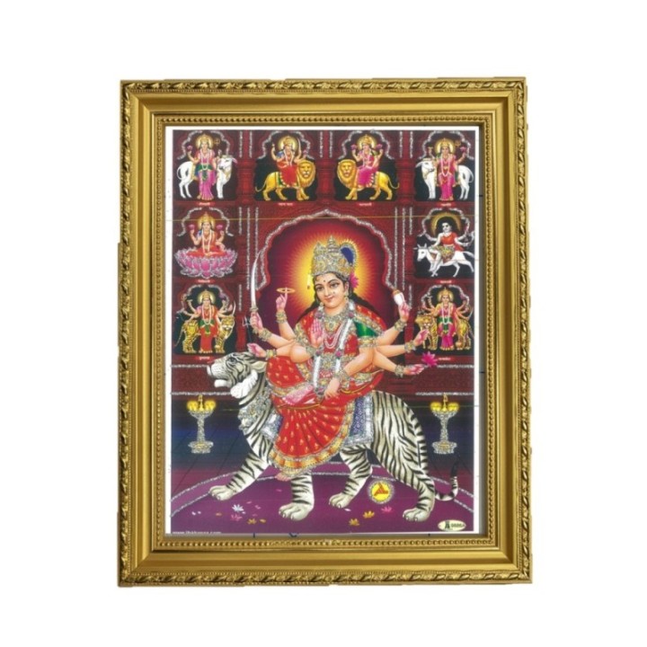 Satvik Goddess Durga Ma Sherawali, Ma Ambe Designer Wooden Photo