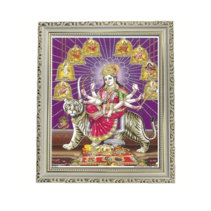 Satvik Goddess Durga Ma Sherawali, Ma Ambe Designer Wooden Photo