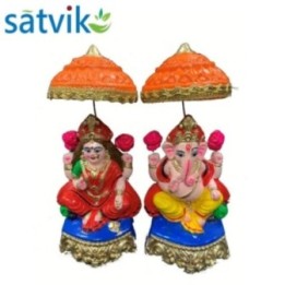 Pair of Goddess Lakshmi and Lord Ganesh Murti for Diwali Pooja