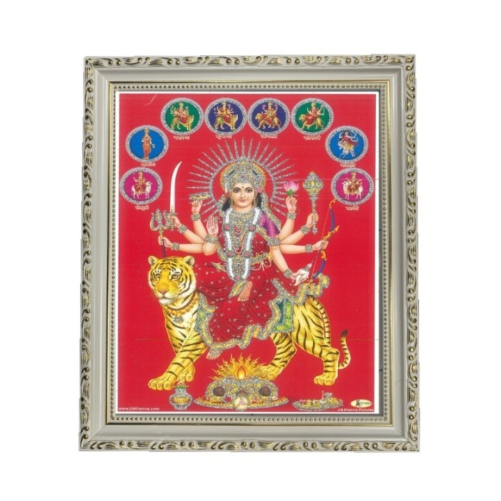 Satvik Goddess Durga Ma Sherawali, Ma Ambe Designer Wooden White