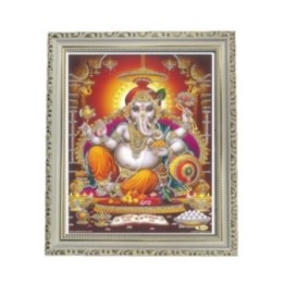 Satvik Lord Ganesha Designer Wooden White Photo Frame (5) for Pooja