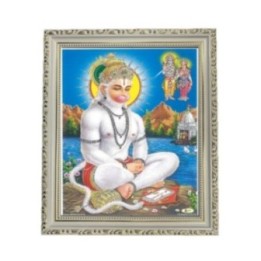 Satvik Lord Hanumanji Designer Wooden White Photo Frame for Pooja