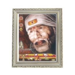 Satvik (New) Shirdi Sai Baba Designer Wooden White Photo Frame