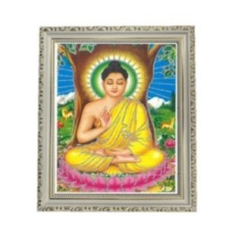 Satvik Lord Buddha Designer Wooden White Photo Frame (1), Religious
