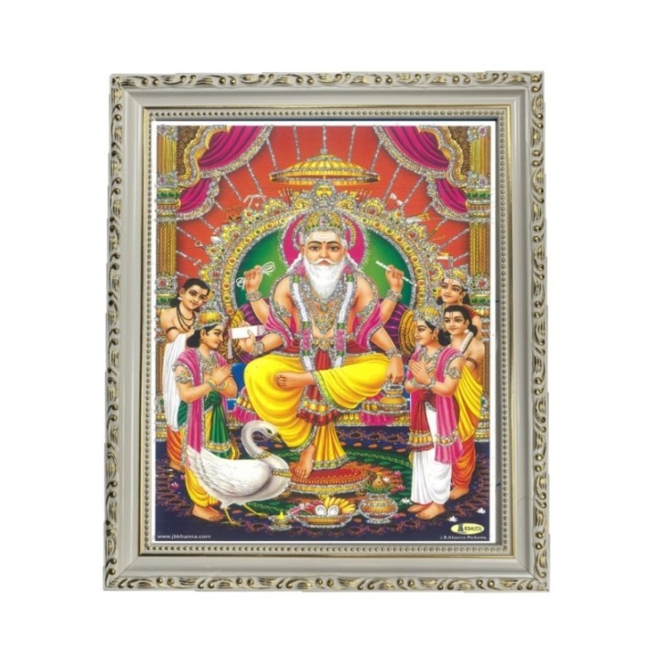 Satvik (New) Lord Vishwakarma (Brahma) Designer Wooden White Photo