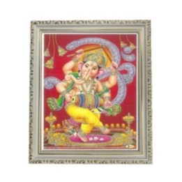 Satvik Lord Ganesha Designer Wooden White Photo Frame (2) for Pooja