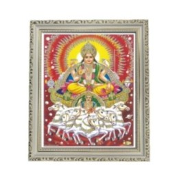 Satvik God Surya Dev, Sun God Designer Wooden White Photo Frame