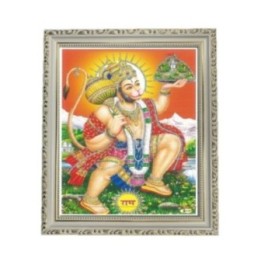 Satvik Lord Hanumanji Flying with Dronagiri Mountain with Orange