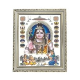 Satvik Lord Shiva Designer Wooden White Photo Frame (2) for Pooja