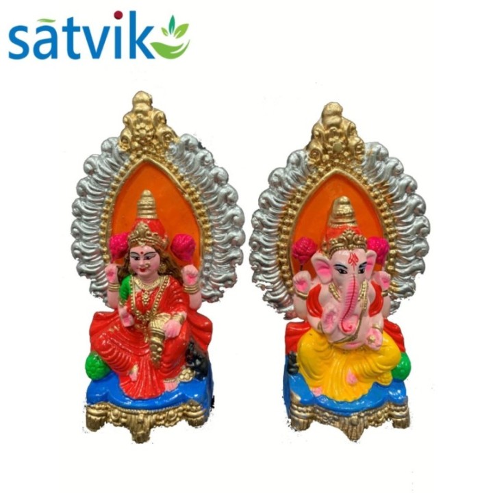 Pair of Goddess Lakshmi and Lord Ganesh Murti for Diwali Pooja