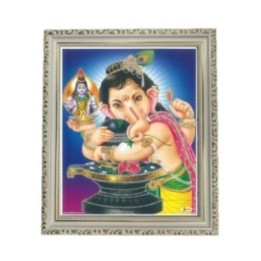 Satvik Bal Ganesha, Lord Ganesha with Shiva Linga Designer Wooden