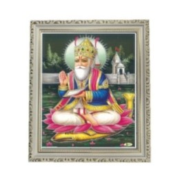 Satvik Lord Jhulelal Ji Designer Wooden White Photo Frame for Pooja