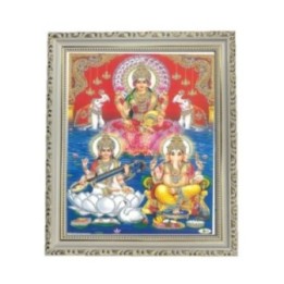 Satvik Goddess Saraswati, Designer Wooden White Photo Frame